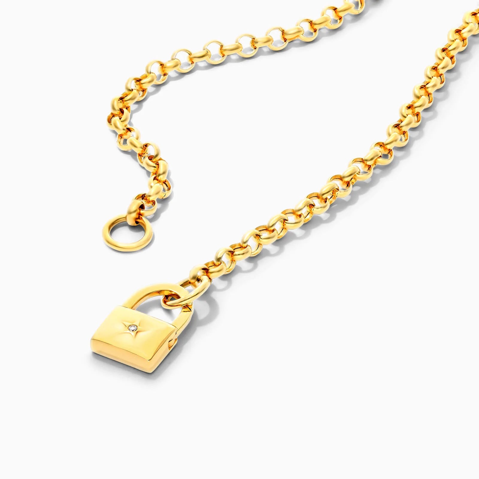 Corrente de Ouro Feminina 18k C/ Diamante em Cadeado Luxo