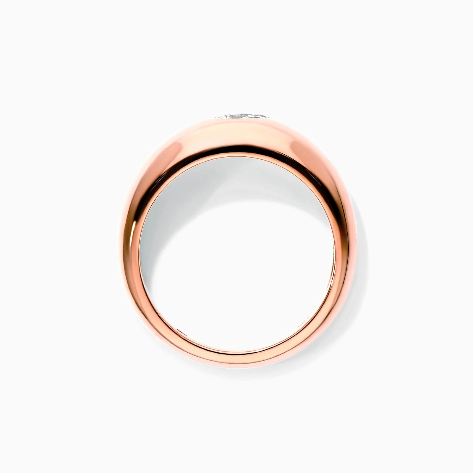 Anel De Ouro Rosa 18k Cupula C/ Diamante Pear Solitario Delicado