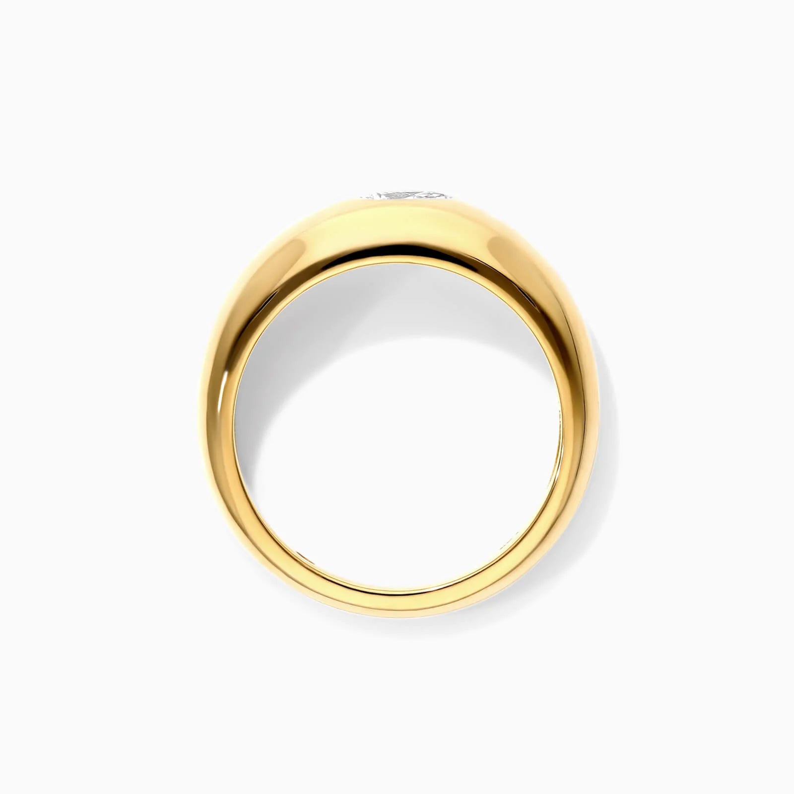 Anel De Ouro Amarelo 18k Cupula C/ Diamante Pear Solitario Delicado