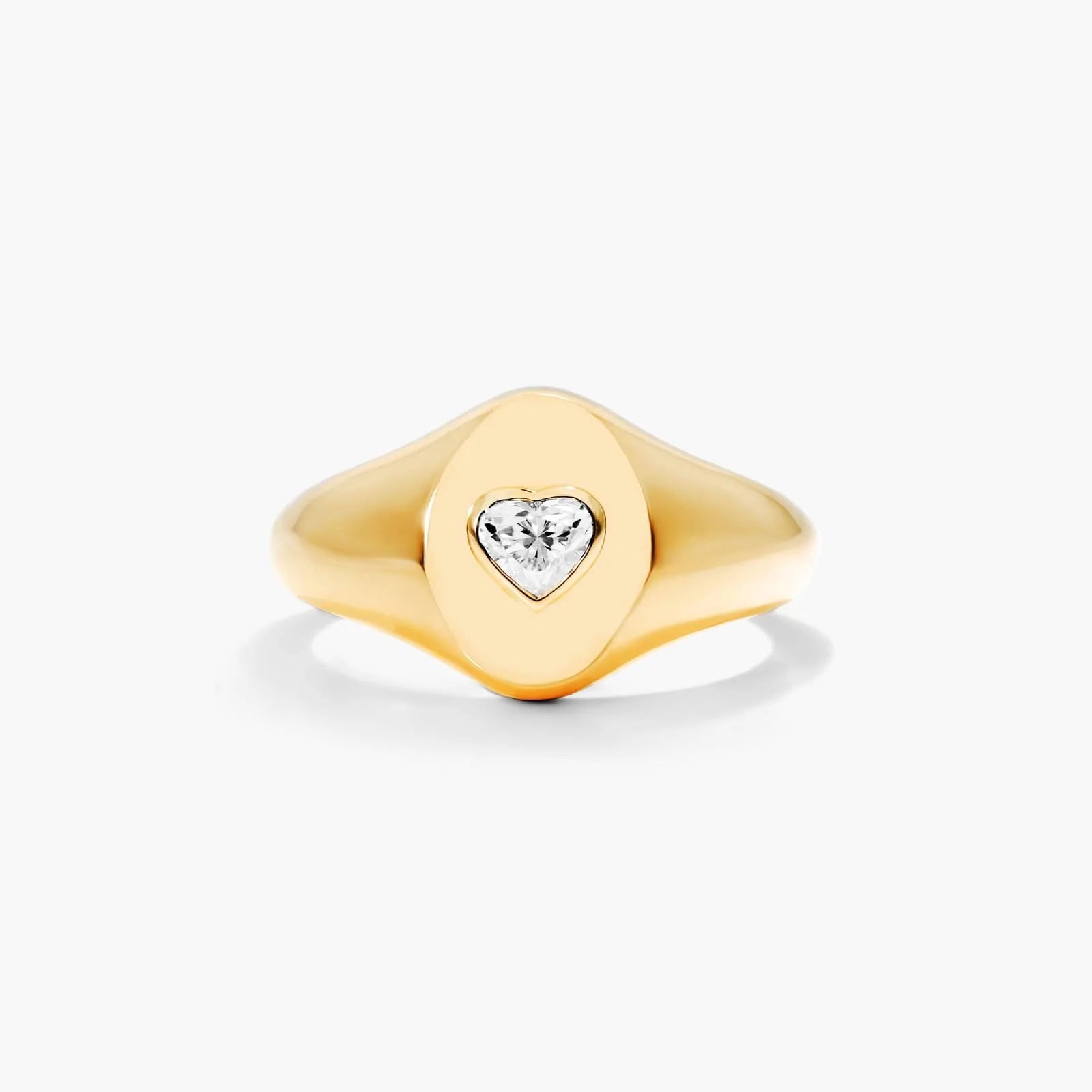 Anel Sinete c/ Coraçao de Diamante Brilhantes em Ouro 18k Luxo