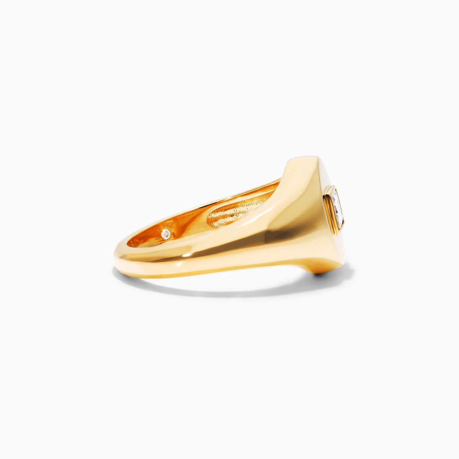 Anel Sinete De Ouro Amarelo 18k C/ Diamante Quadrado