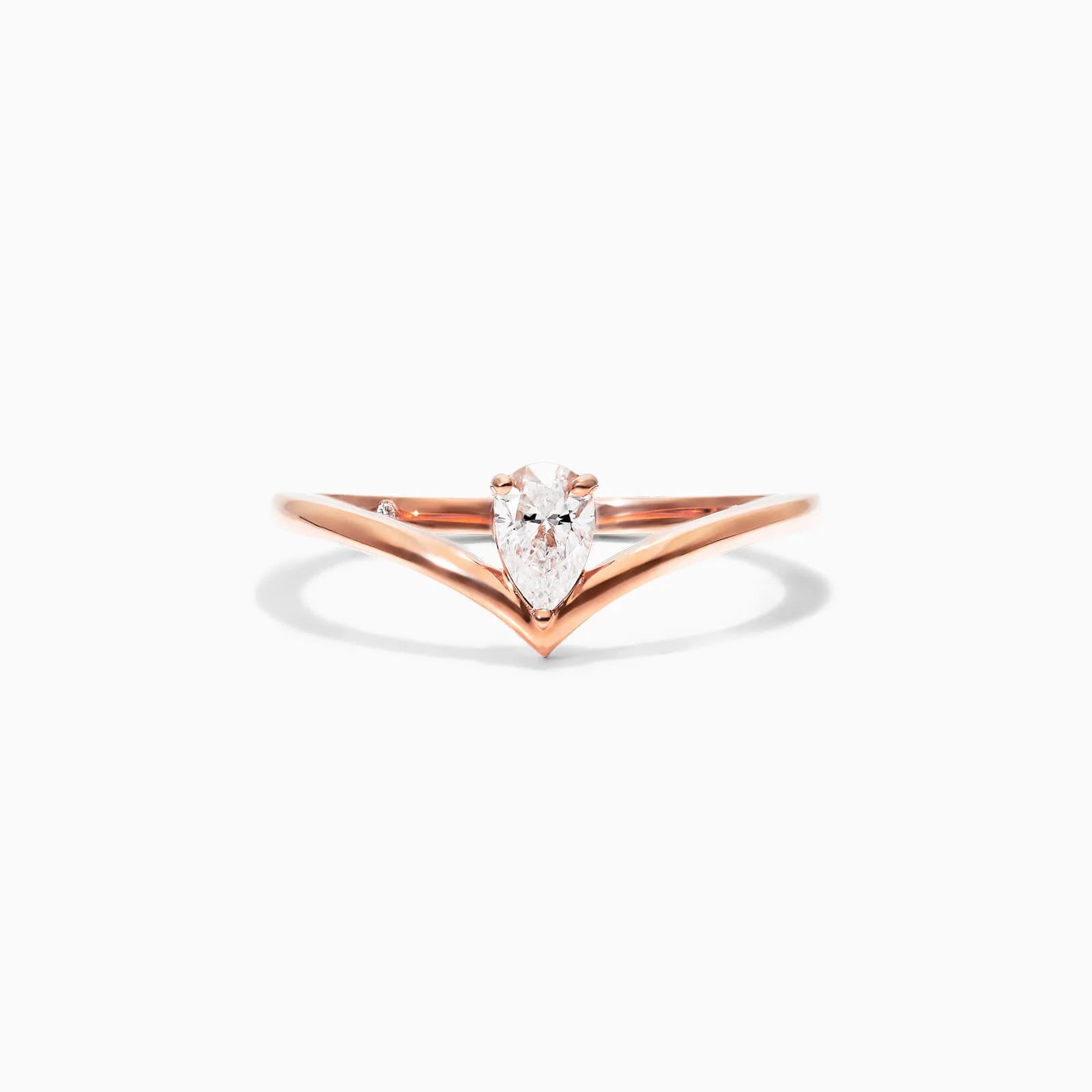 Anel De Ouro Rosa 18k Em V de Luxo Diamante Solitario