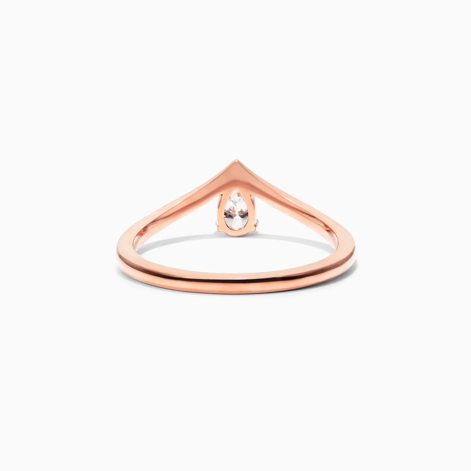 Anel De Ouro Rosa 18k Em V de Luxo Diamante Solitario