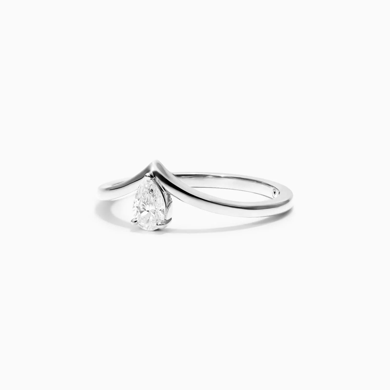 Anel De Ouro Branco 18k Em V de Luxo Diamante Solitario