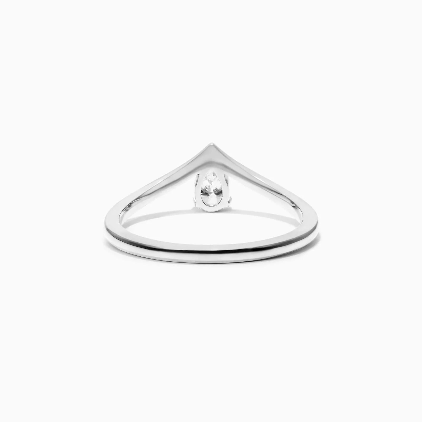 Anel De Ouro Branco 18k Em V de Luxo Diamante Solitario