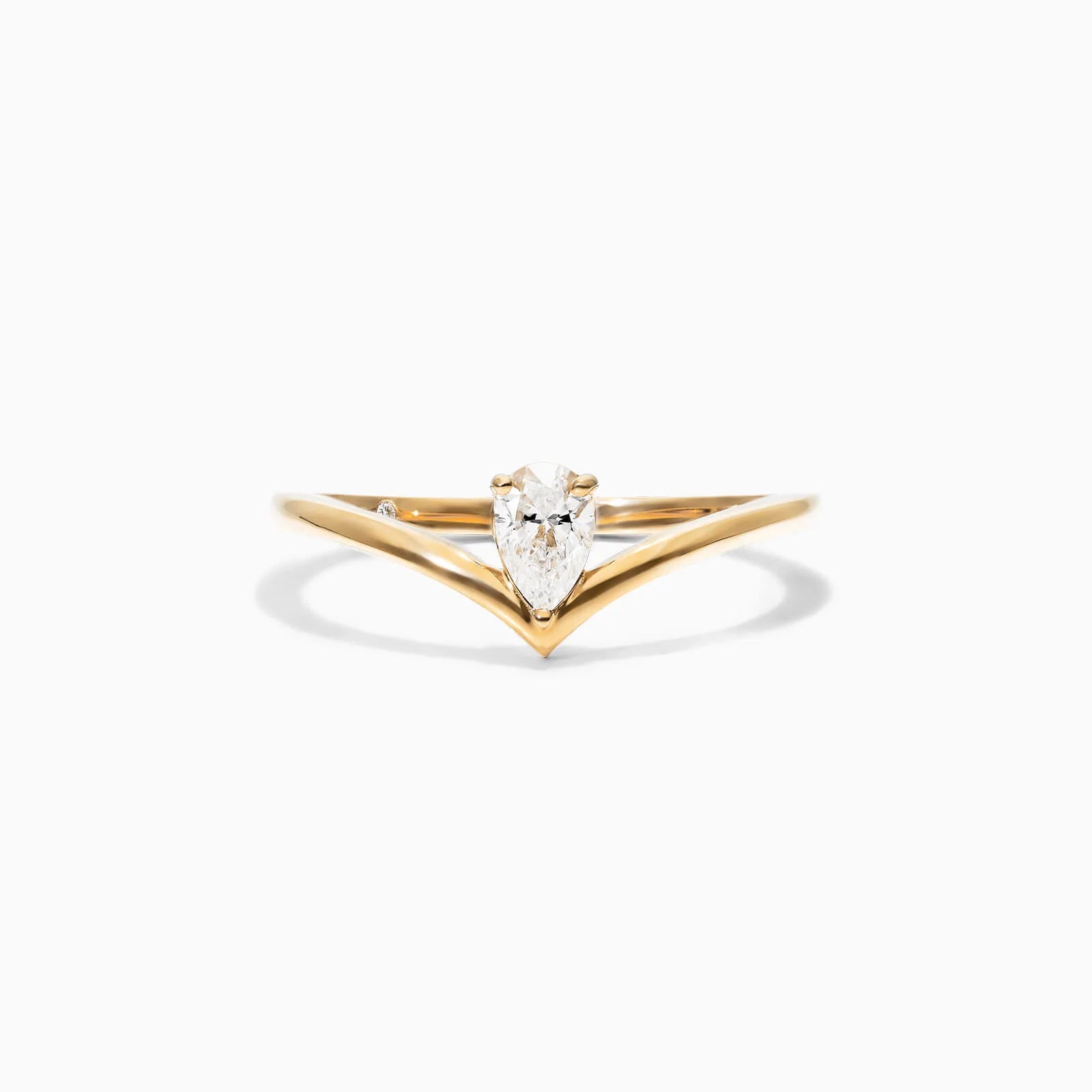 Anel De Ouro Amarelo 18k Em V de Luxo Diamante Solitario