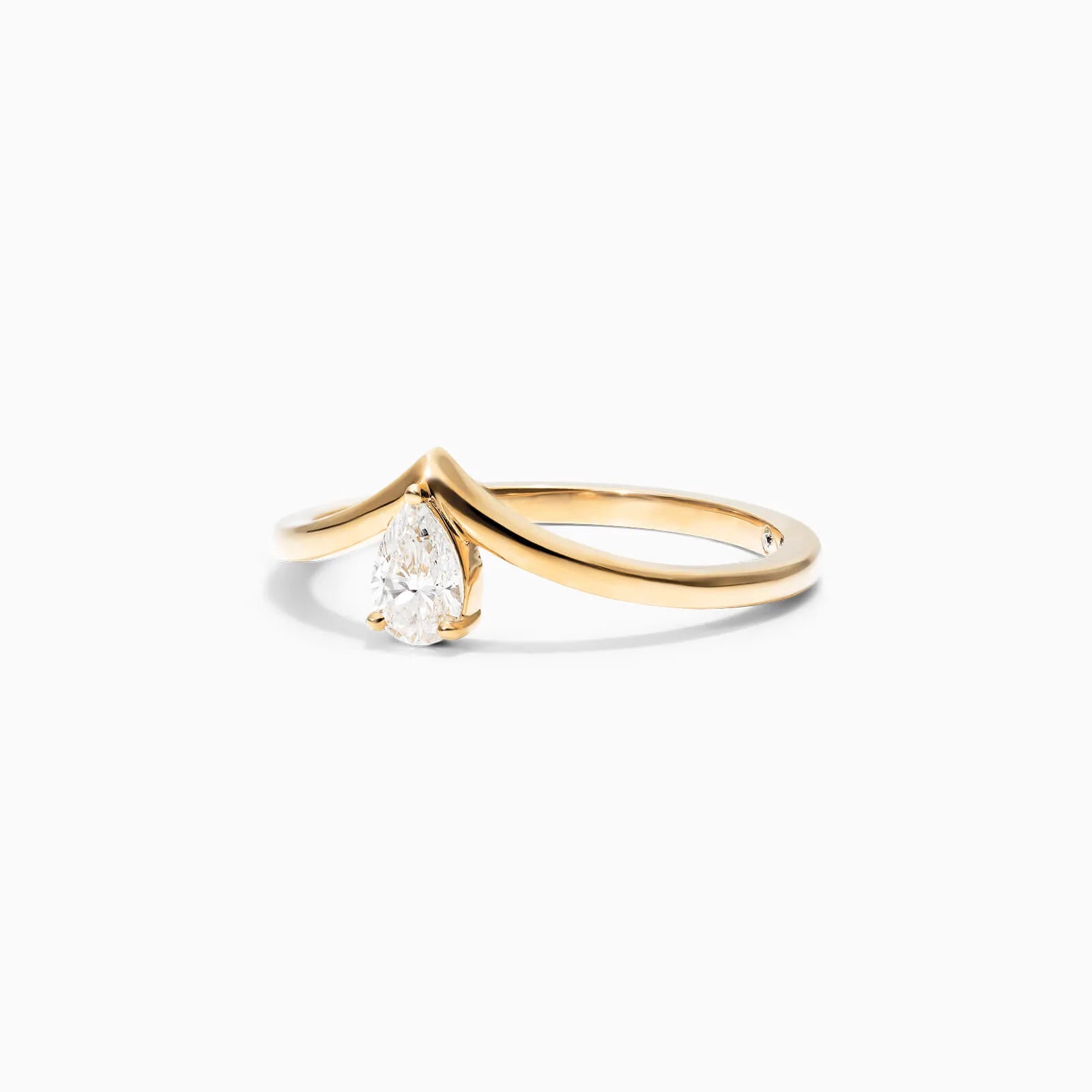 Anel De Ouro Amarelo 18k Em V de Luxo Diamante Solitario