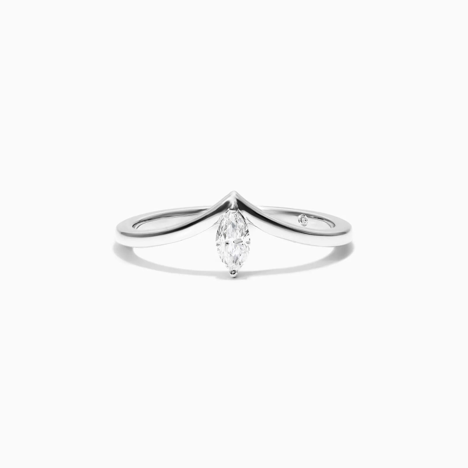 Anel De Ouro Branco 18k Em V de Luxo Diamante Solitario