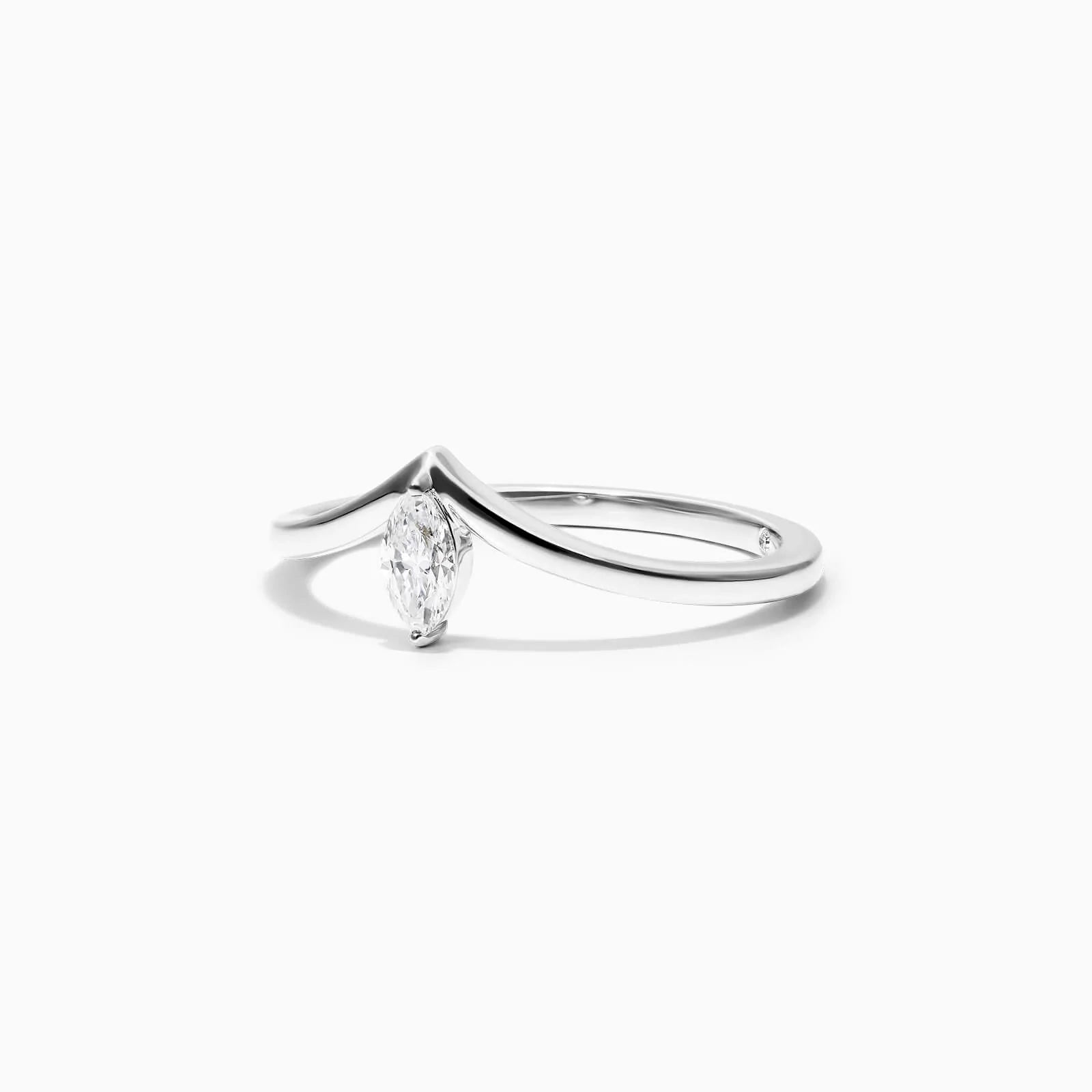 Anel De Ouro Branco 18k Em V de Luxo Diamante Solitario
