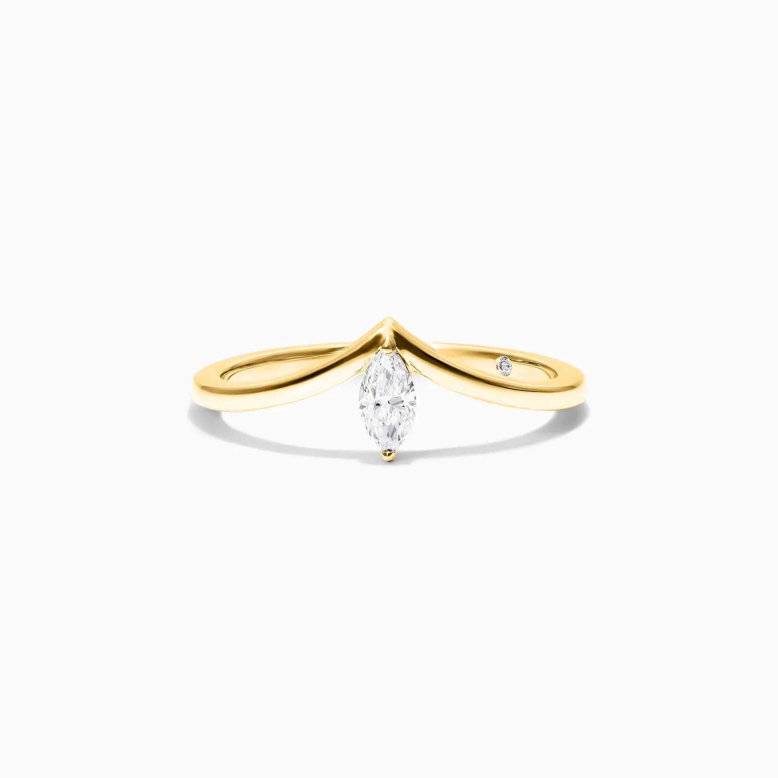 Anel De Ouro Amarelo 18k Em V de Luxo Diamante Solitario