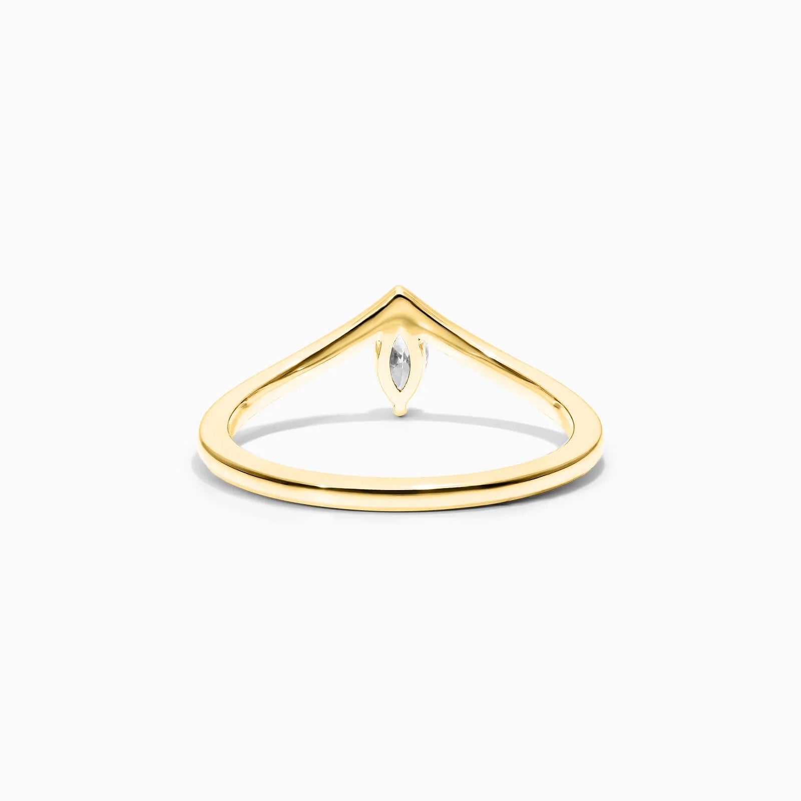 Anel De Ouro Amarelo 18k Em V de Luxo Diamante Solitario