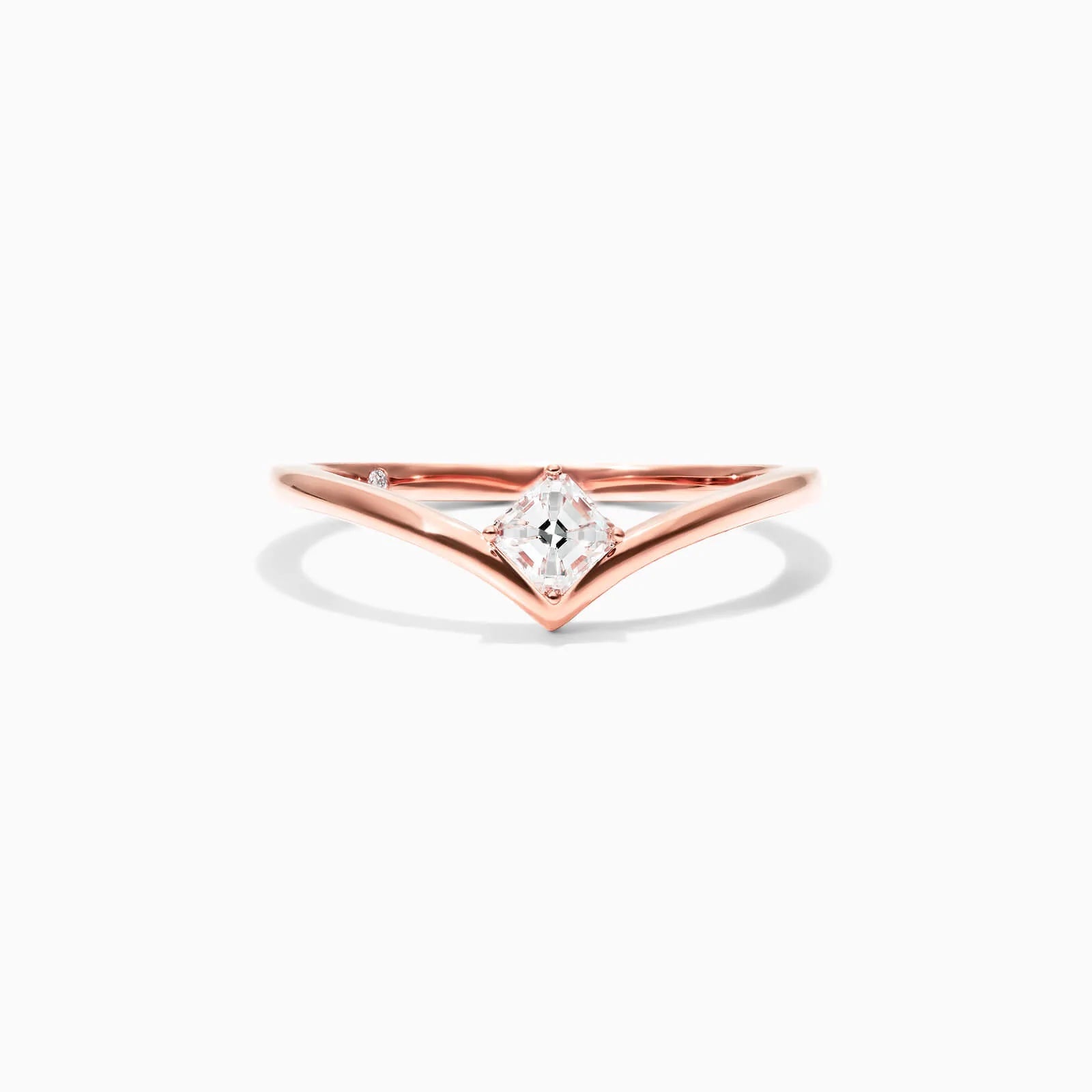 Anel De Ouro Rosa 18k Em V De Luxo Diamante Solitario Sally