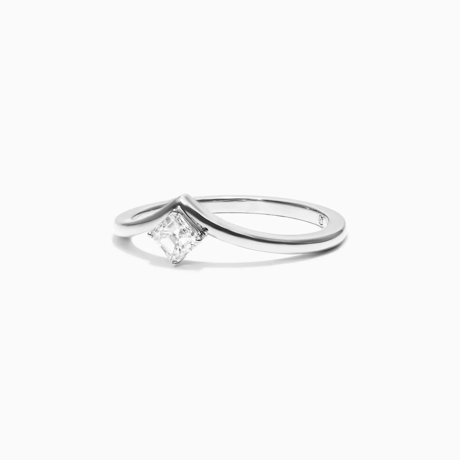 Anel De Ouro Branco 18k Em V De Luxo Diamante Solitario Sally