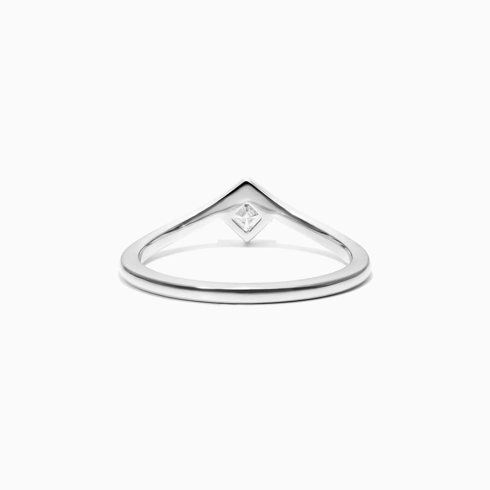 Anel De Ouro Branco 18k Em V De Luxo Diamante Solitario Sally