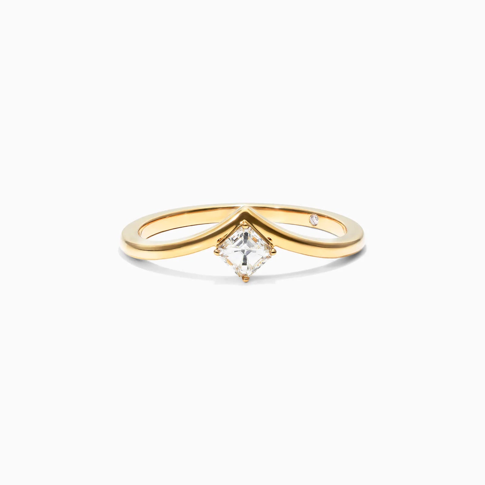 Anel De Ouro Amarelo 18k Em V De Luxo Diamante Solitario Sally