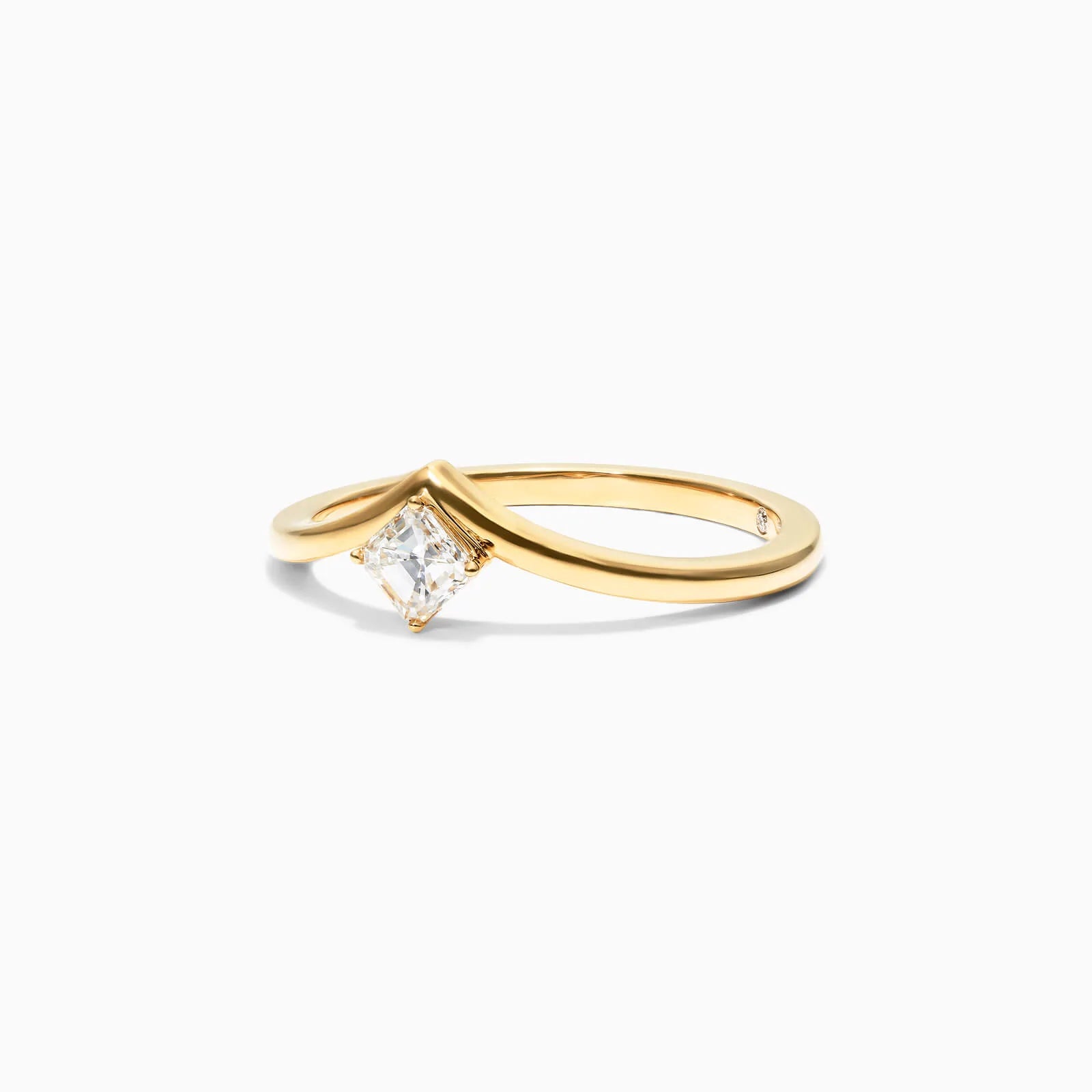 Anel De Ouro Amarelo 18k Em V De Luxo Diamante Solitario Sally