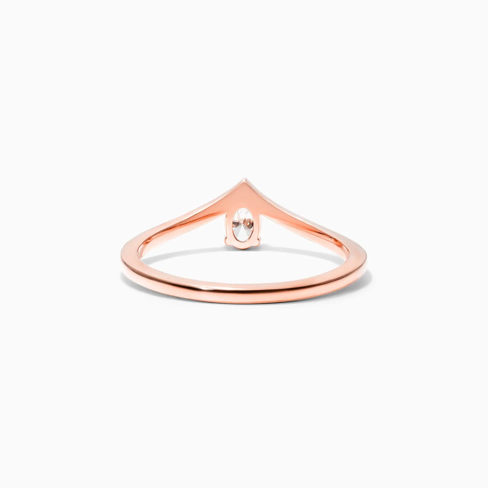 Anel De Ouro Rosa 18k Em V De Luxo Diamante Solitario Queen