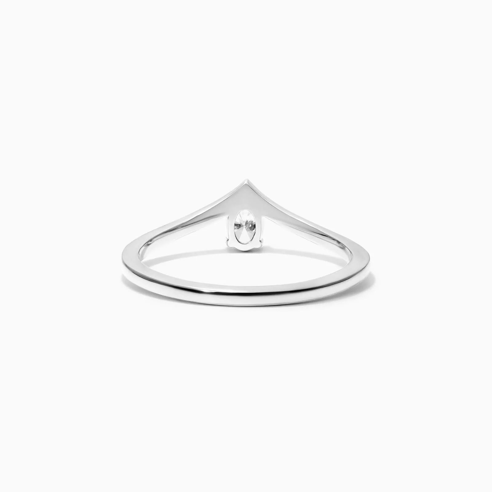 Anel De Ouro Branco 18k Em V De Luxo Diamante Solitario Queen