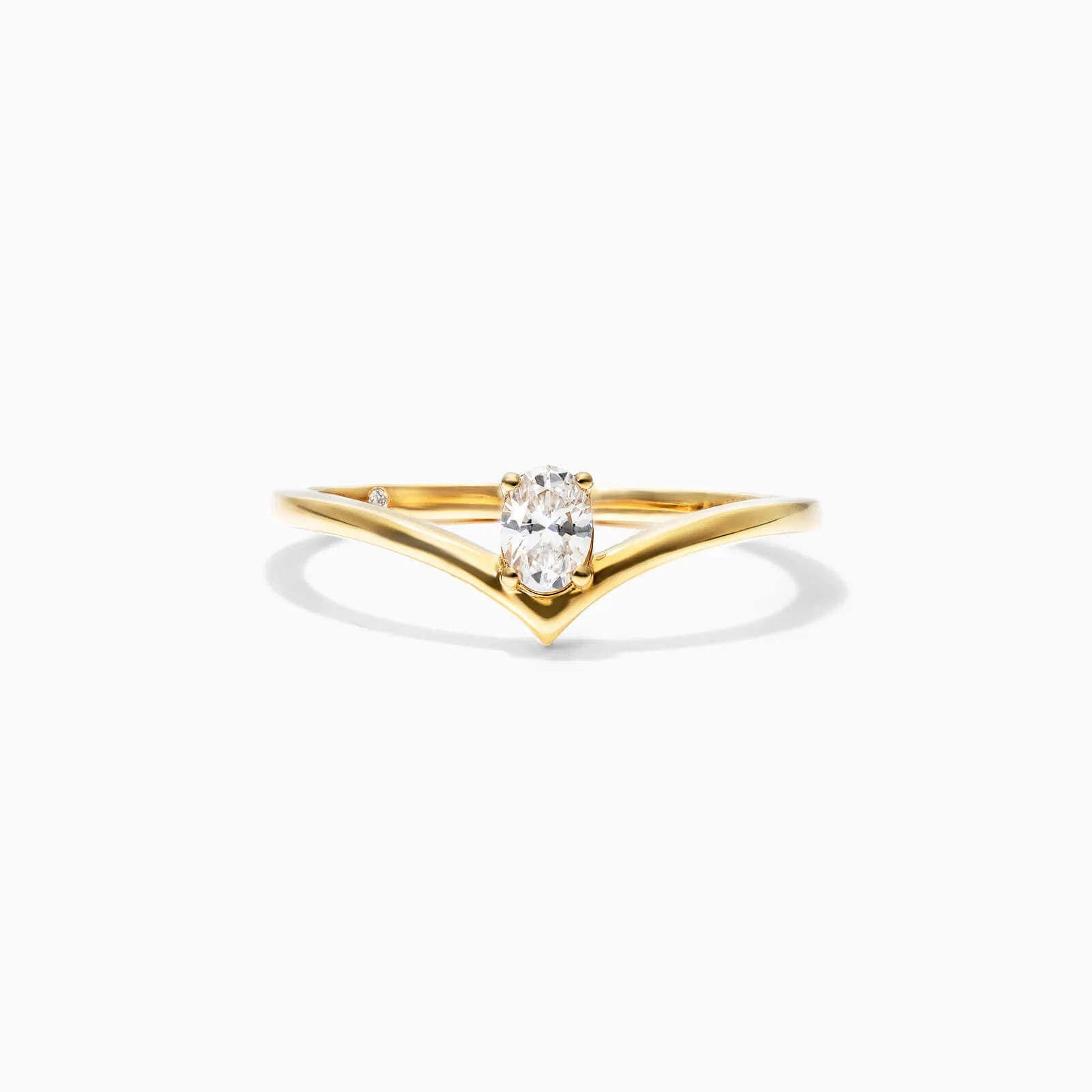 Anel De Ouro Amarelo 18k Em V De Luxo Diamante Solitario Queen
