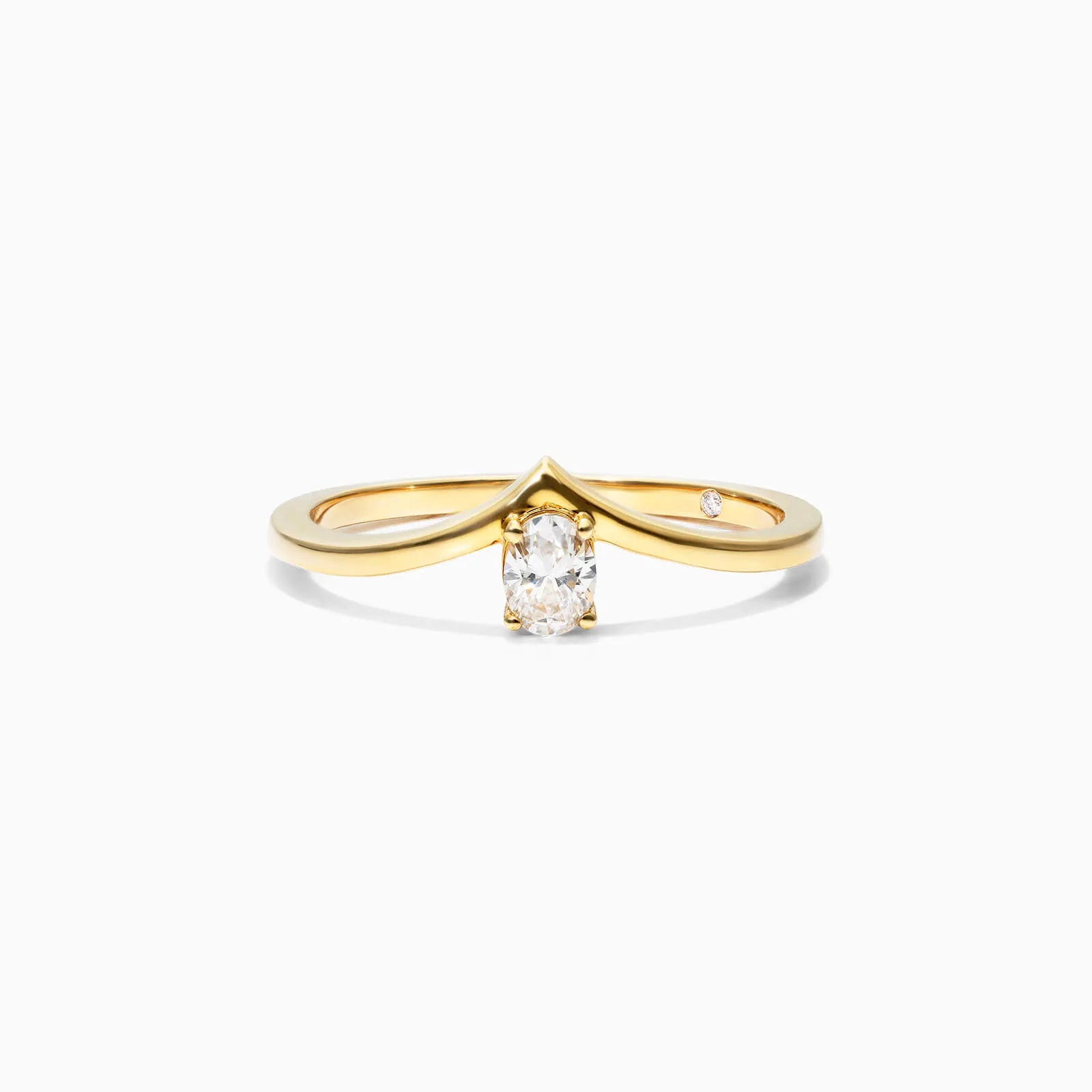 Anel De Ouro Amarelo 18k Em V De Luxo Diamante Solitario Queen