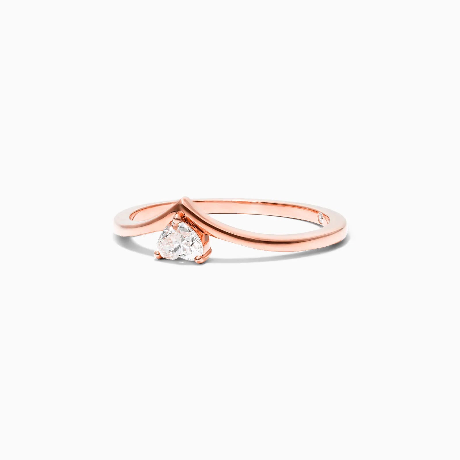 Anel De Ouro Rosa 18k Em V De Luxo Diamante Solitario Hearth