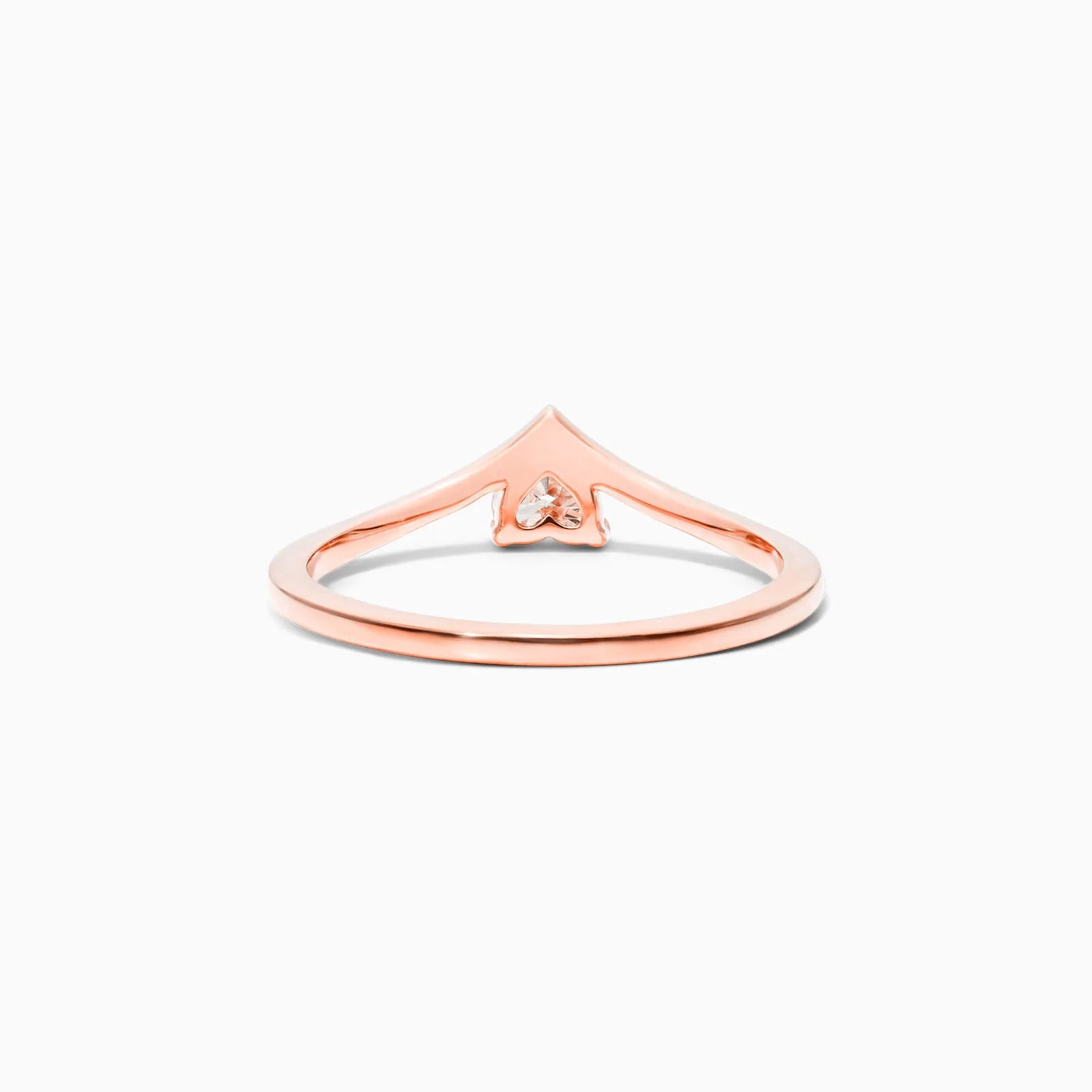 Anel De Ouro Rosa 18k Em V De Luxo Diamante Solitario Hearth