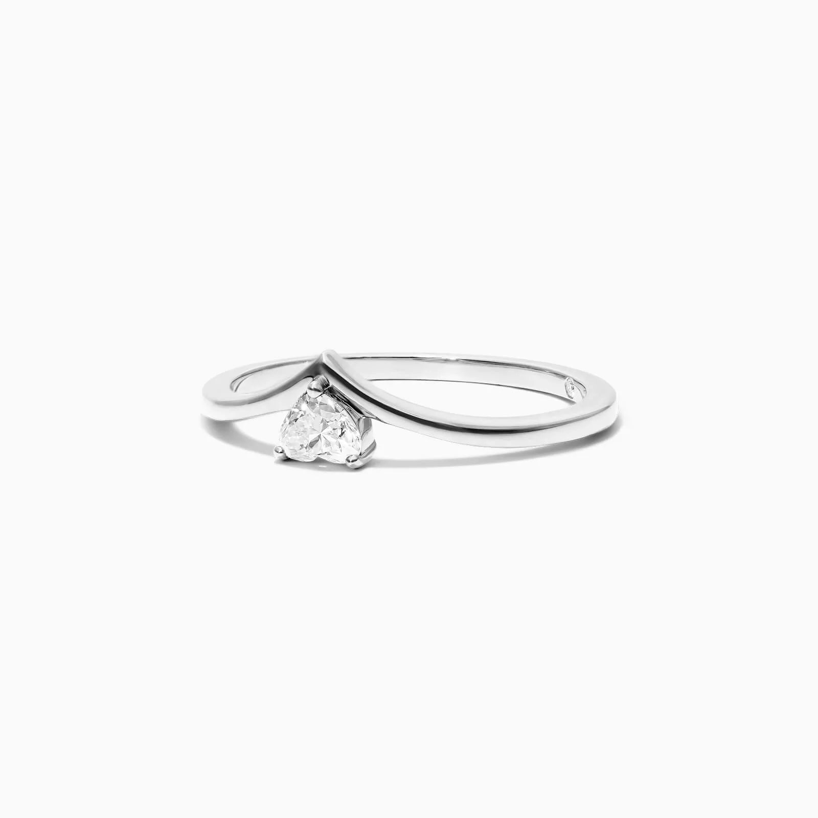 Anel De Ouro Branco 18k Em V De Luxo Diamante Solitario Hearth