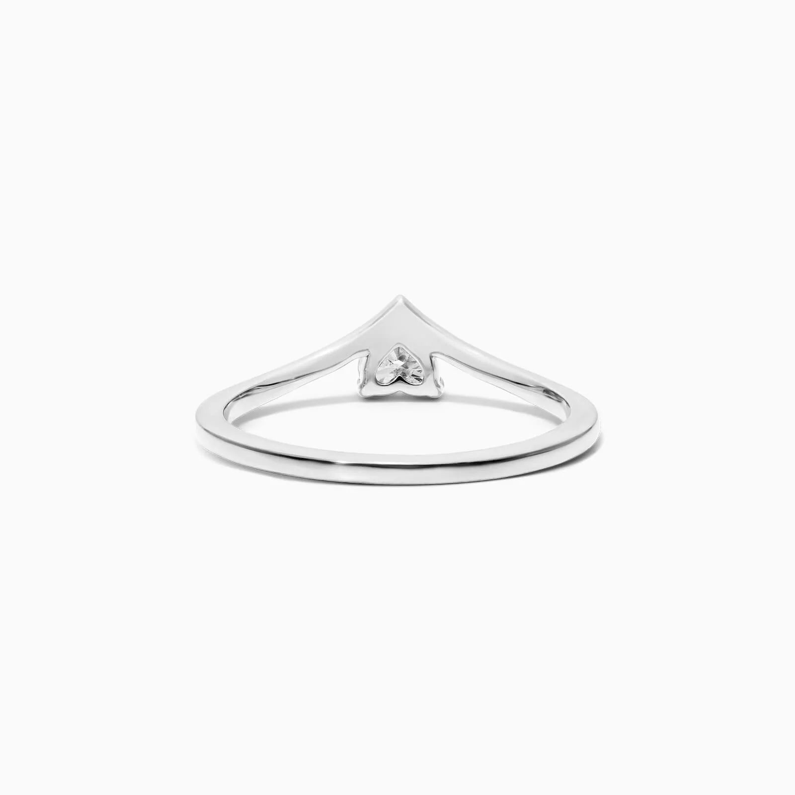 Anel De Ouro Branco 18k Em V De Luxo Diamante Solitario Hearth