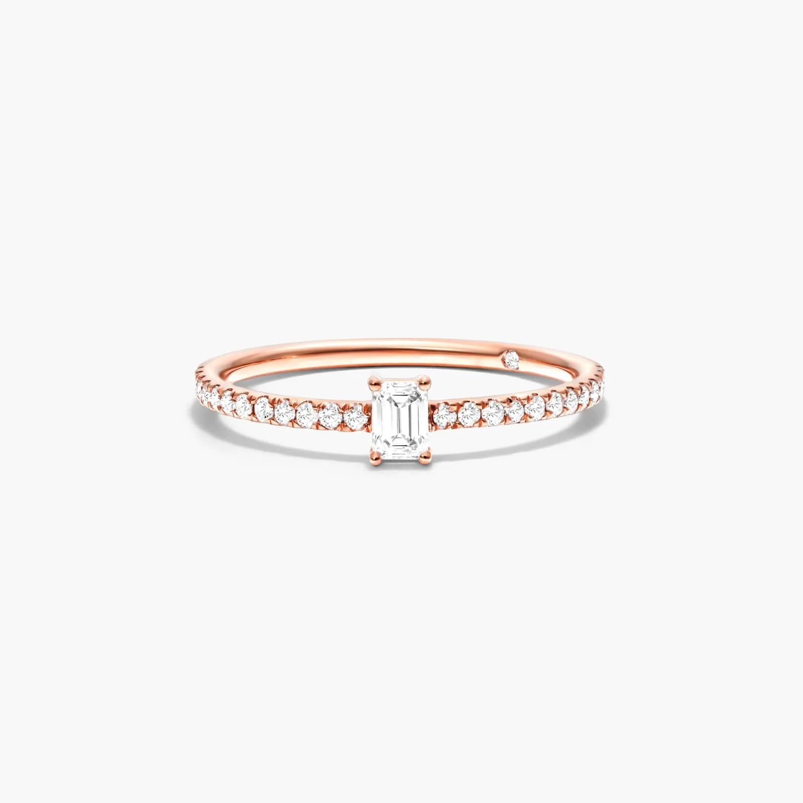 Anel De Ouro 18k Noivado C/ Diamante Quadrado e Brilhantes