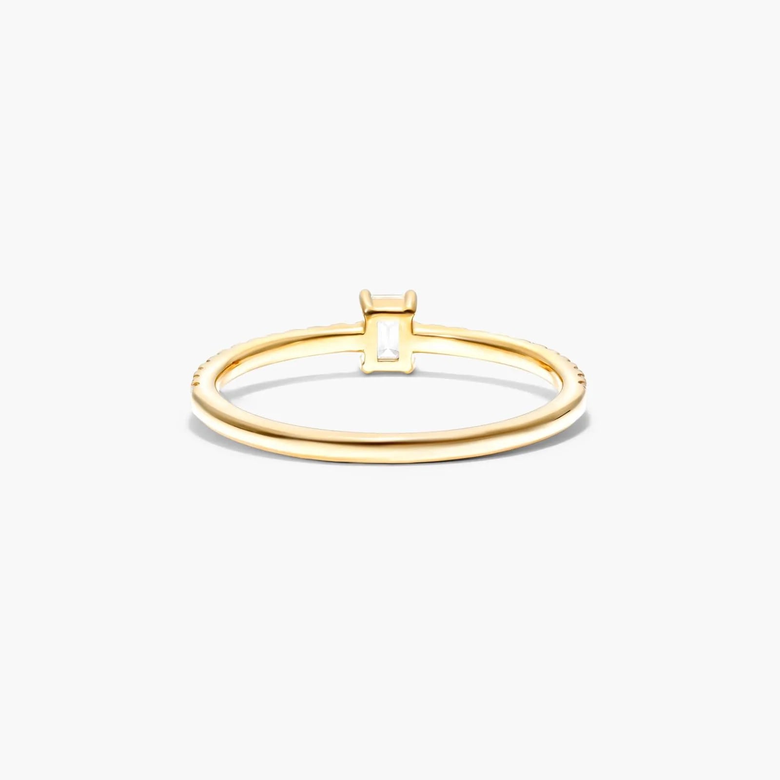Anel De Ouro 18k Noivado C/ Diamante Quadrado e Brilhantes