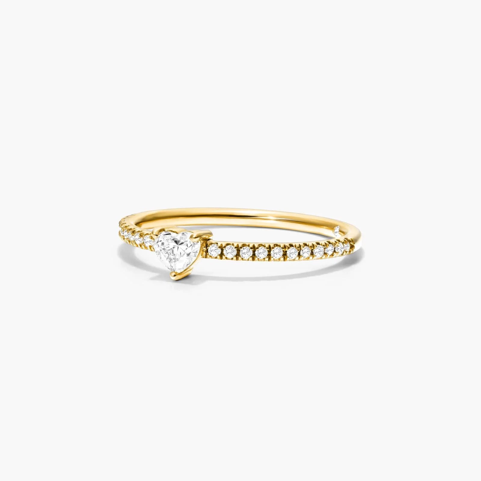 Anel De Ouro 18k Noivado C/ Diamante Heart E Brilhantes