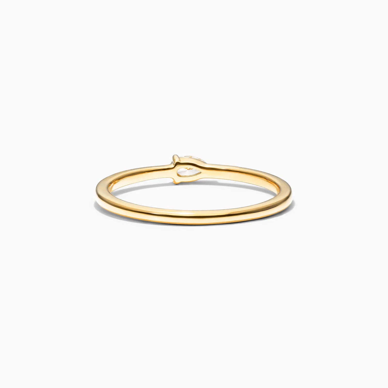 Anel De Ouro Amarelo 18k Delicado Diamante Pera Solitario