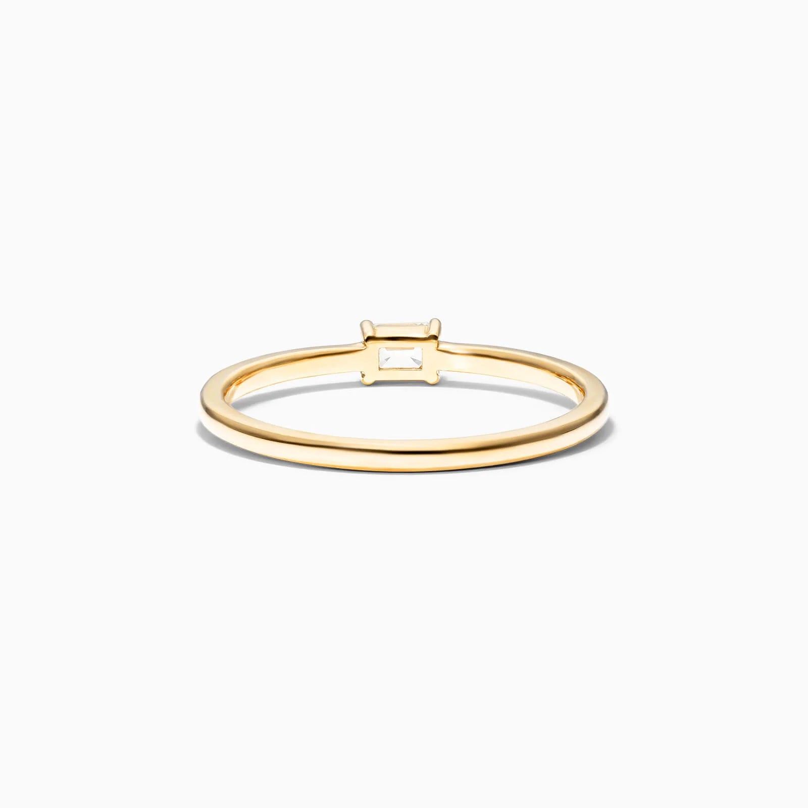 Anel De Ouro Amarelo 18k Delicado Diamante Baguette Solitario