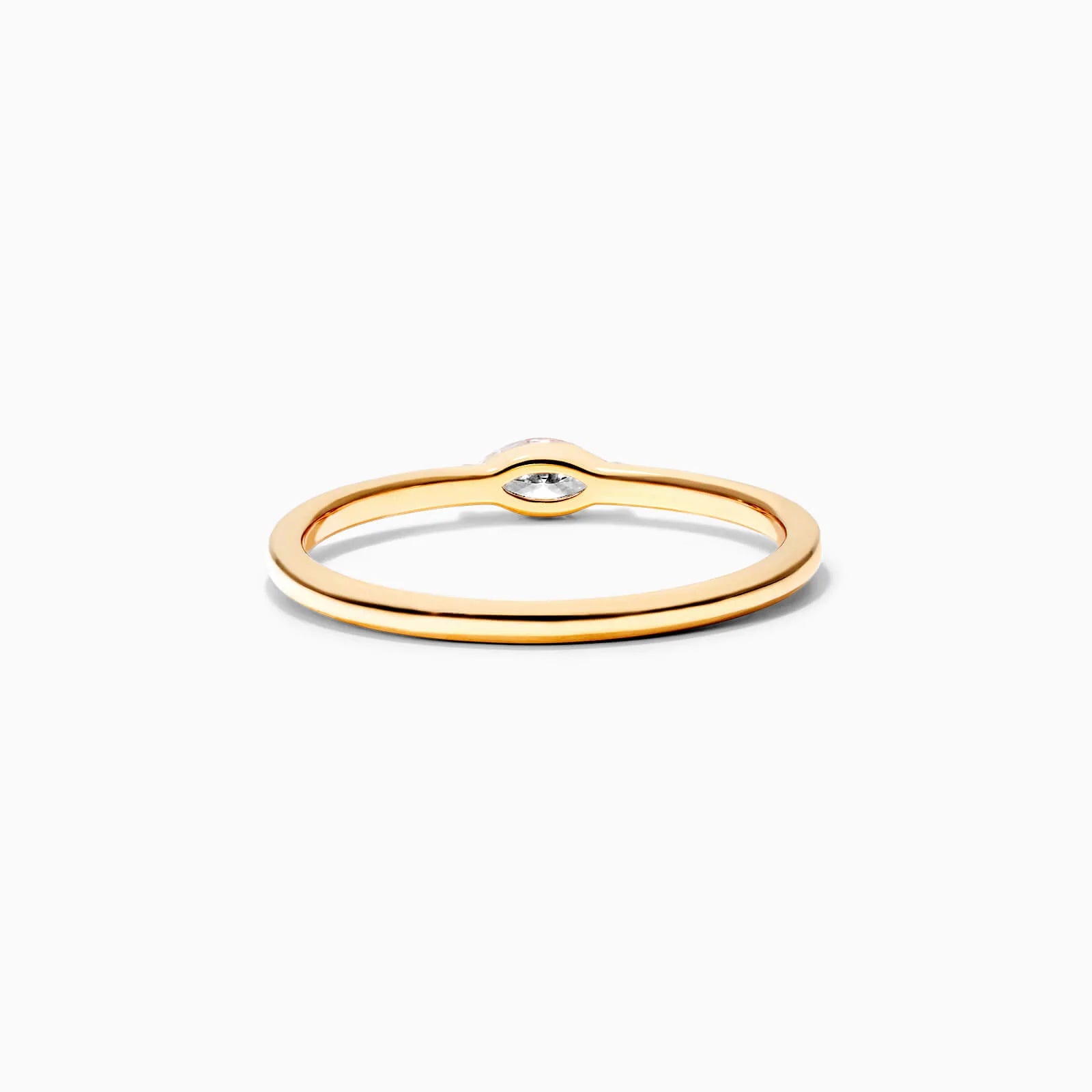 Anel De Ouro Amarelo 18k Delicado Diamante Navette Solitario
