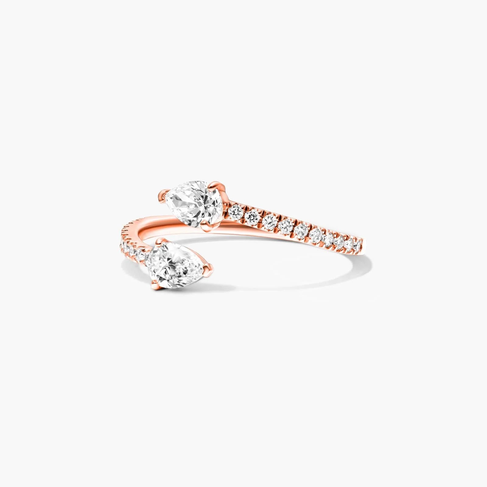 Anel Aberto de Ouro Rosa 18k C/ Diamantes Brilhantes