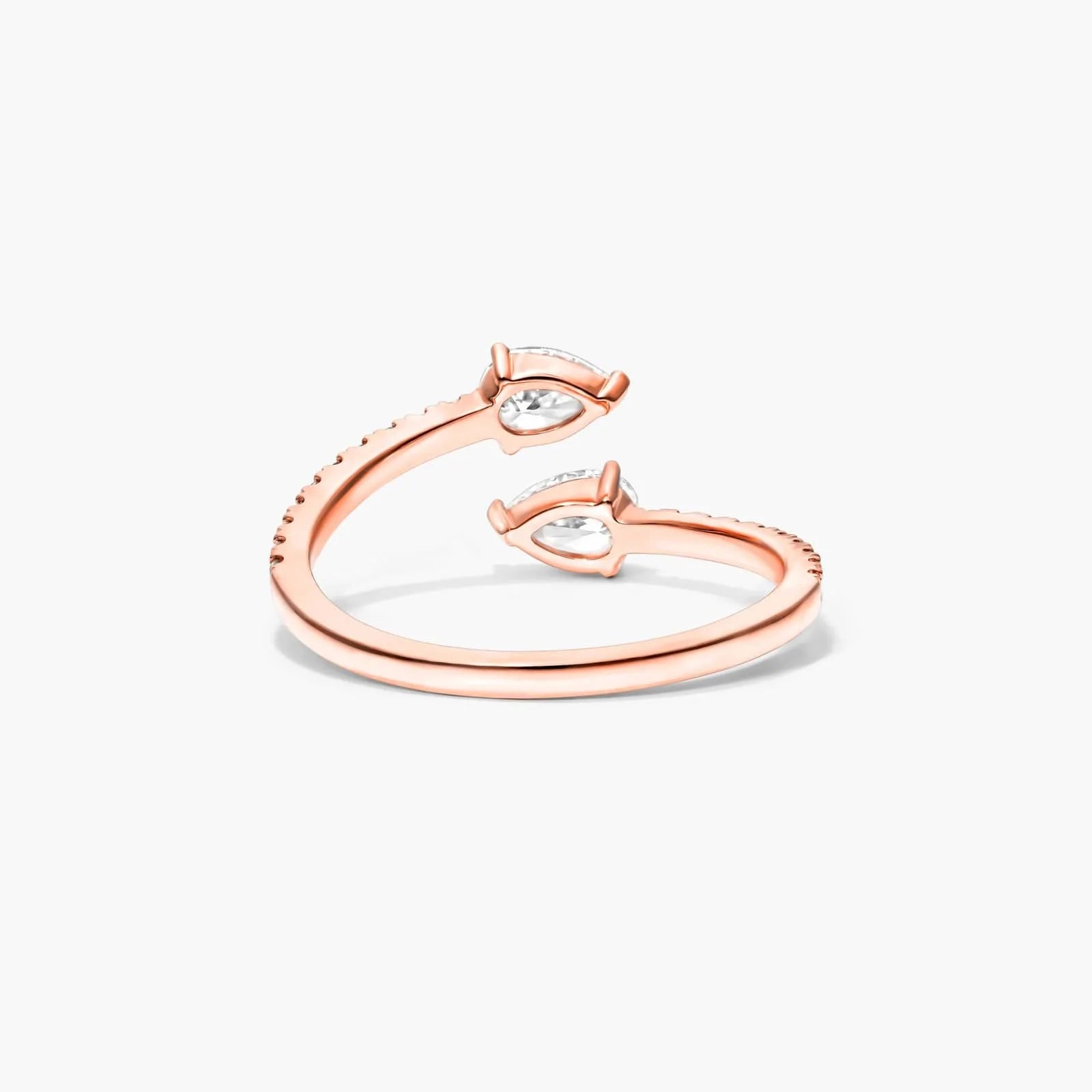 Anel Aberto de Ouro Rosa 18k C/ Diamantes Brilhantes