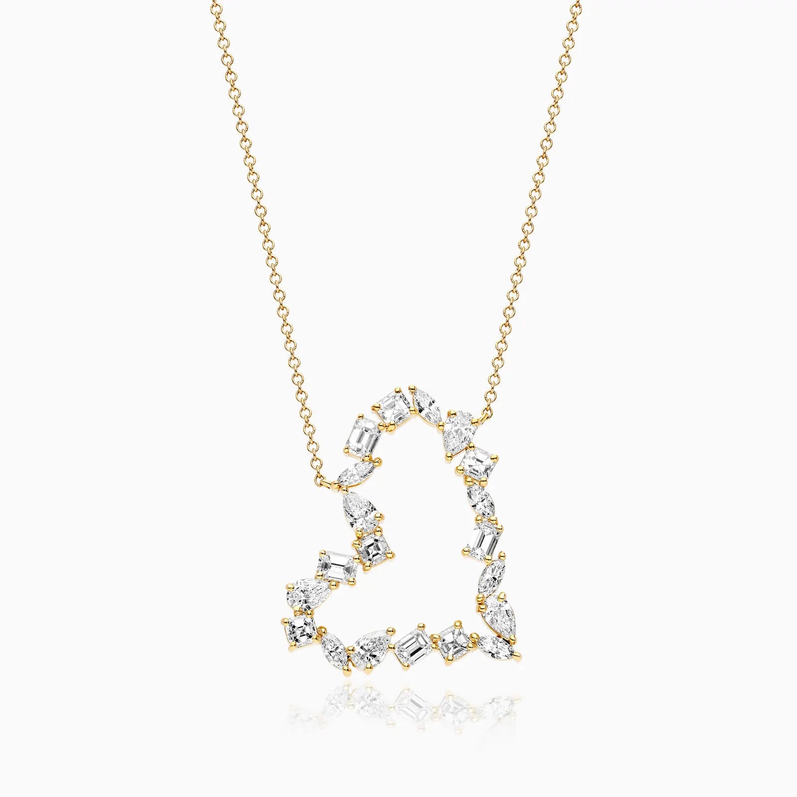 Corrente feminina em Ouro 18k diamantes coração luxo