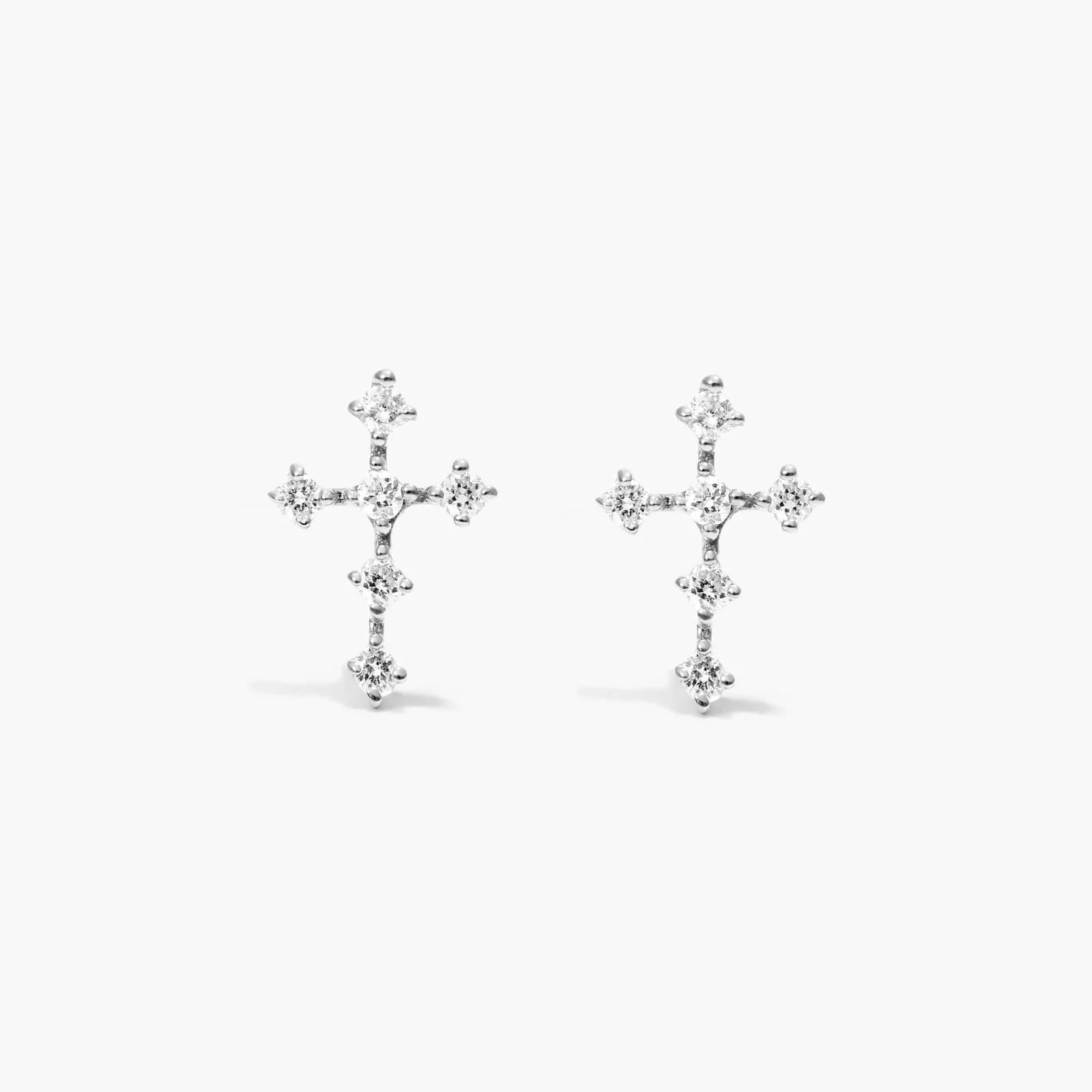 Brinco de Ouro 18k feminino cruz Diamantes Luxo