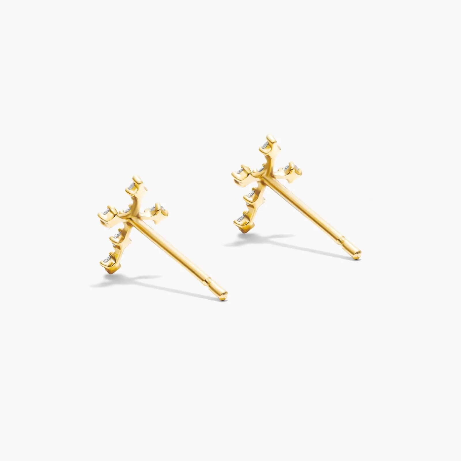 Brinco de Ouro 18k feminino cruz Diamantes Luxo