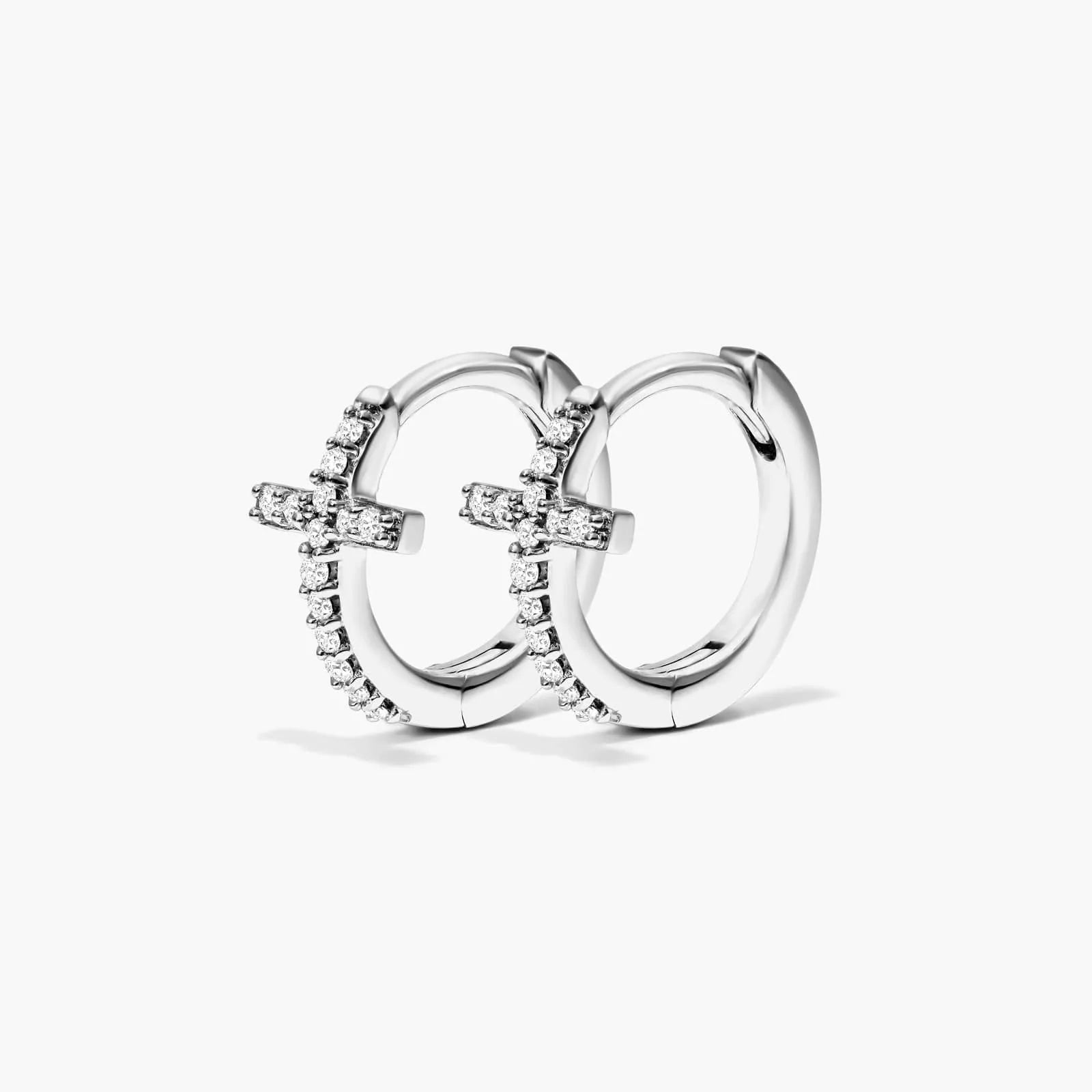 Brinco de Ouro 18k feminino Diamantes Cruz II Luxo