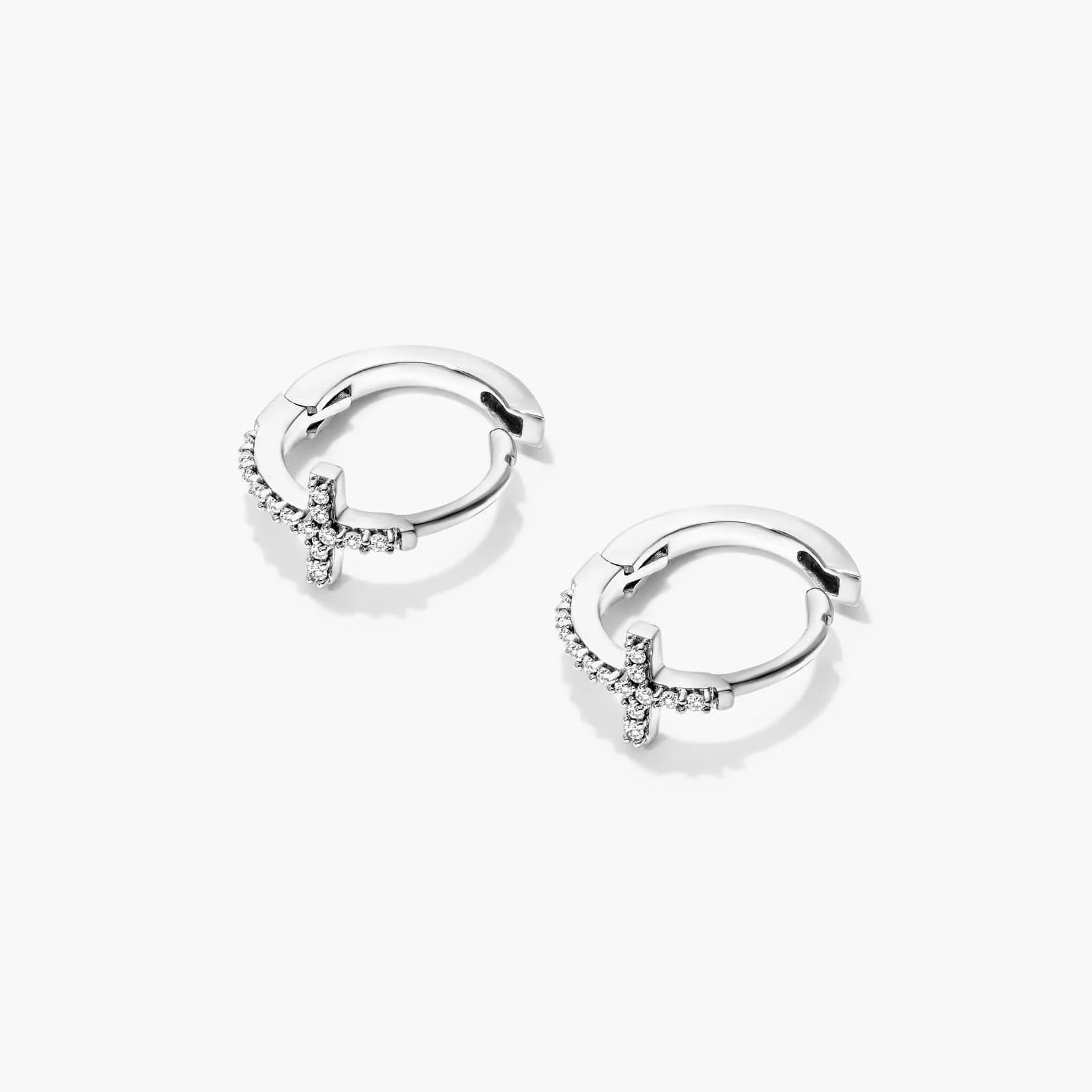 Brinco de Ouro 18k feminino Diamantes Cruz II Luxo