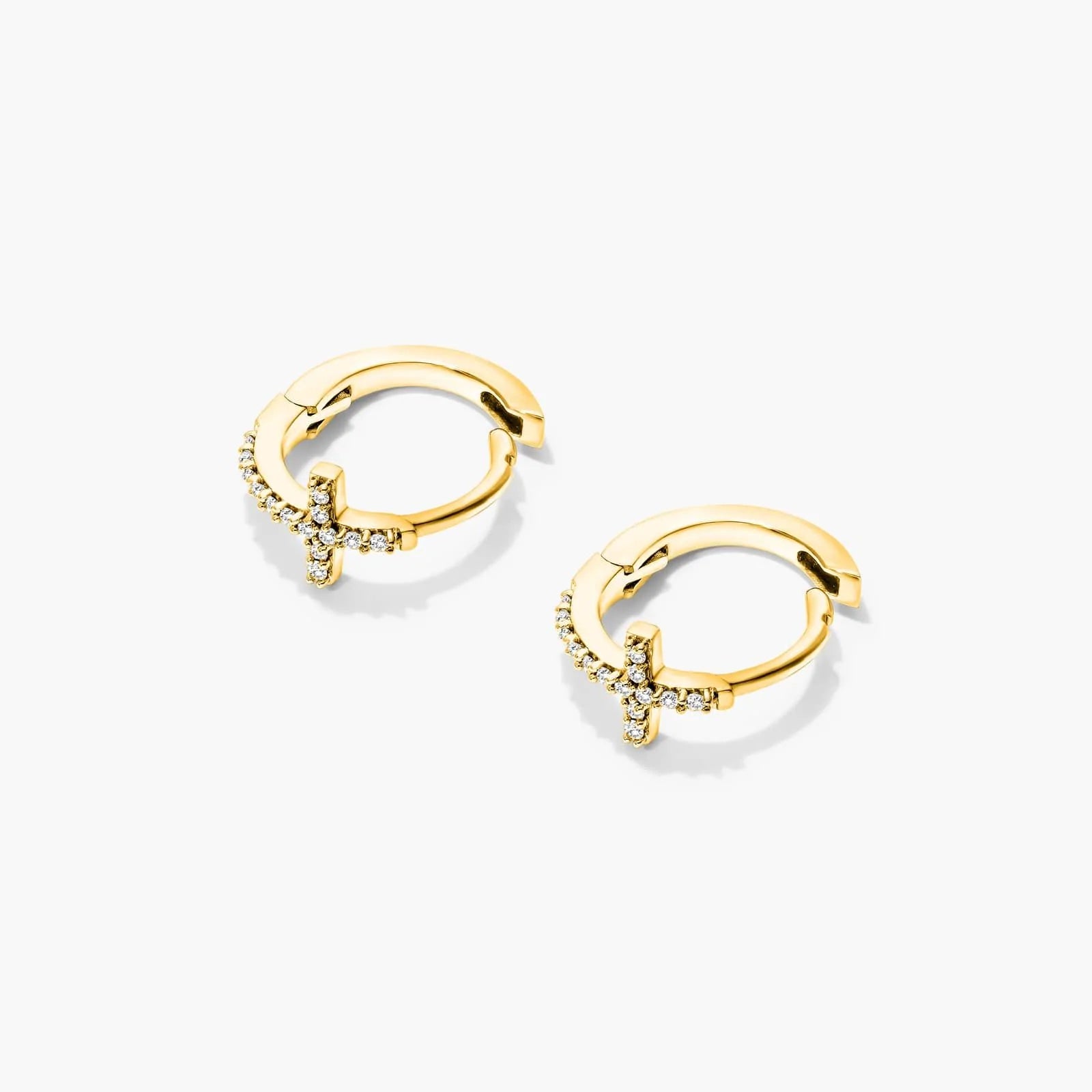 Brinco de Ouro 18k feminino Diamantes Cruz II Luxo