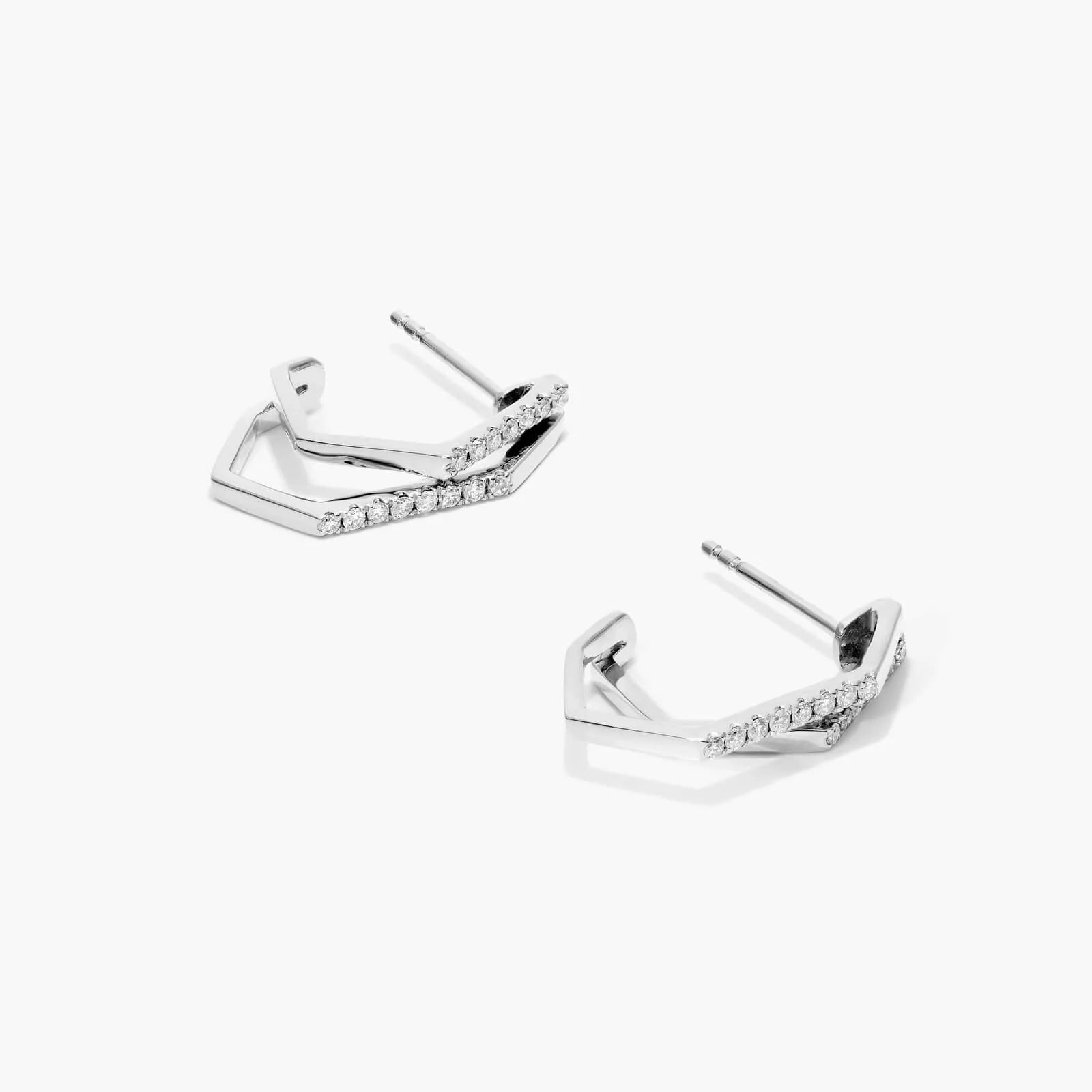Brinco de Ouro 18k feminino Diamantes Geometric Luxo