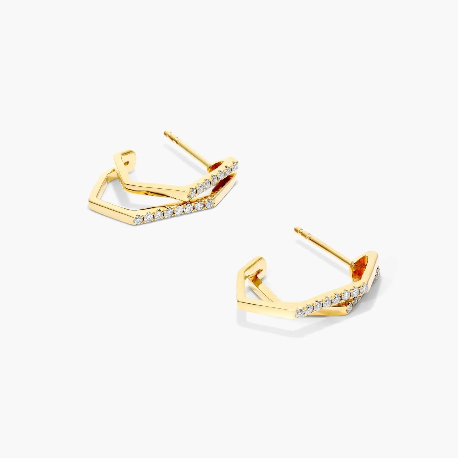 Brinco de Ouro 18k feminino Diamantes Geometric Luxo