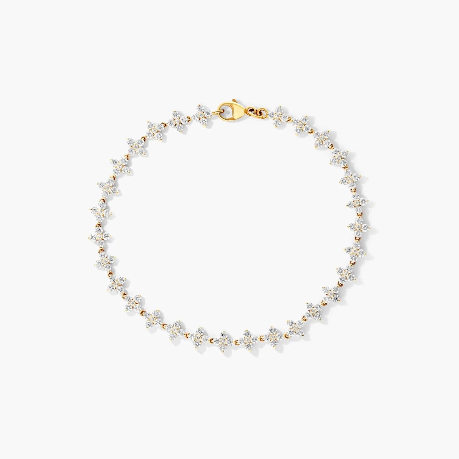 Pulseira Feminina Riviera de Ouro 18k Diamantes Flowers