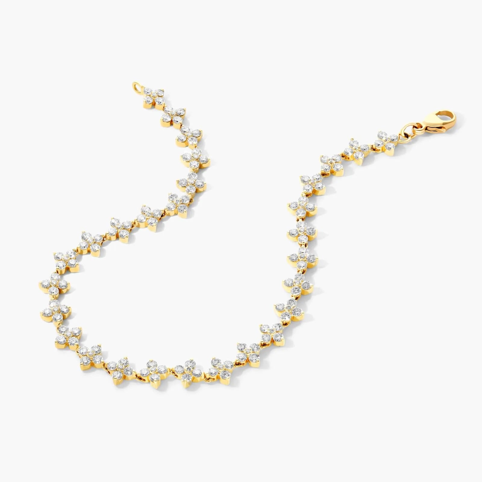 Pulseira Feminina Riviera de Ouro 18k Diamantes Flowers