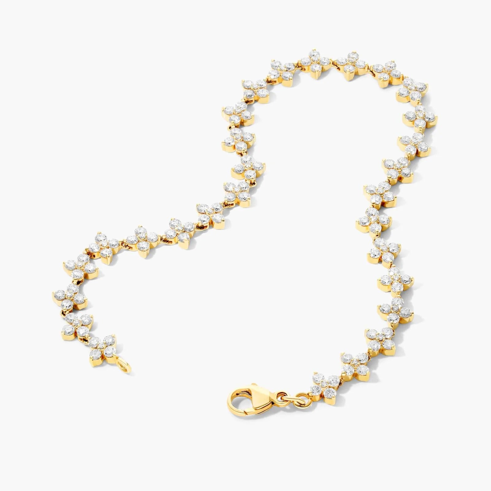 Pulseira Feminina Riviera de Ouro 18k Diamantes Flowers