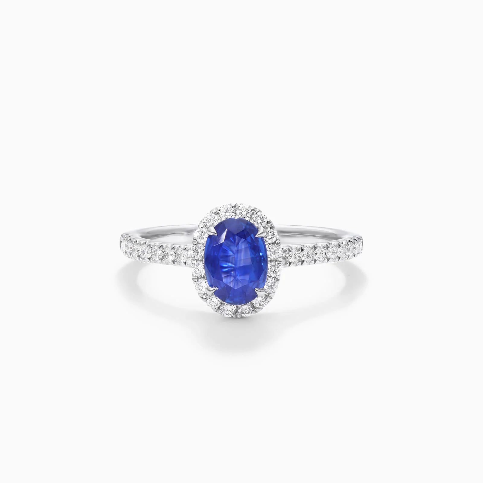 Anel de Safira Azul em Ouro 18k C/ Diamantes Brilhantes