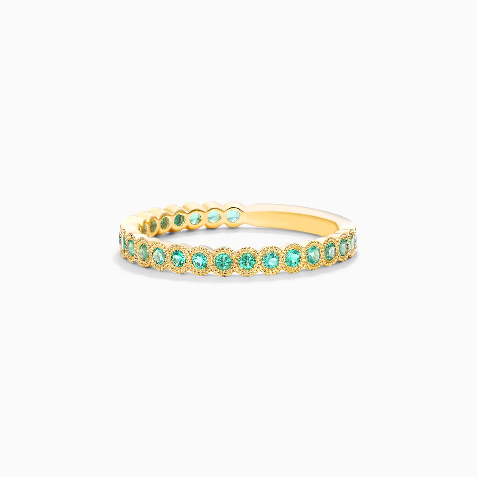 Anel Aparador de Esmeralda em Ouro 18k C/ Moldura de Luxo