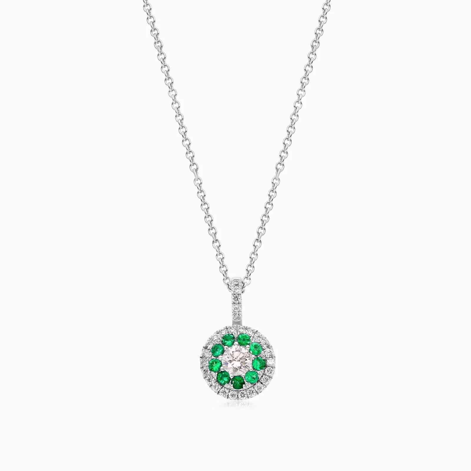 Corrente feminina em Ouro 18k diamantes e Esmeraldas Luxo